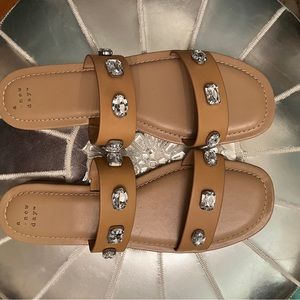 A new day jeweled tan summer slides NWOT